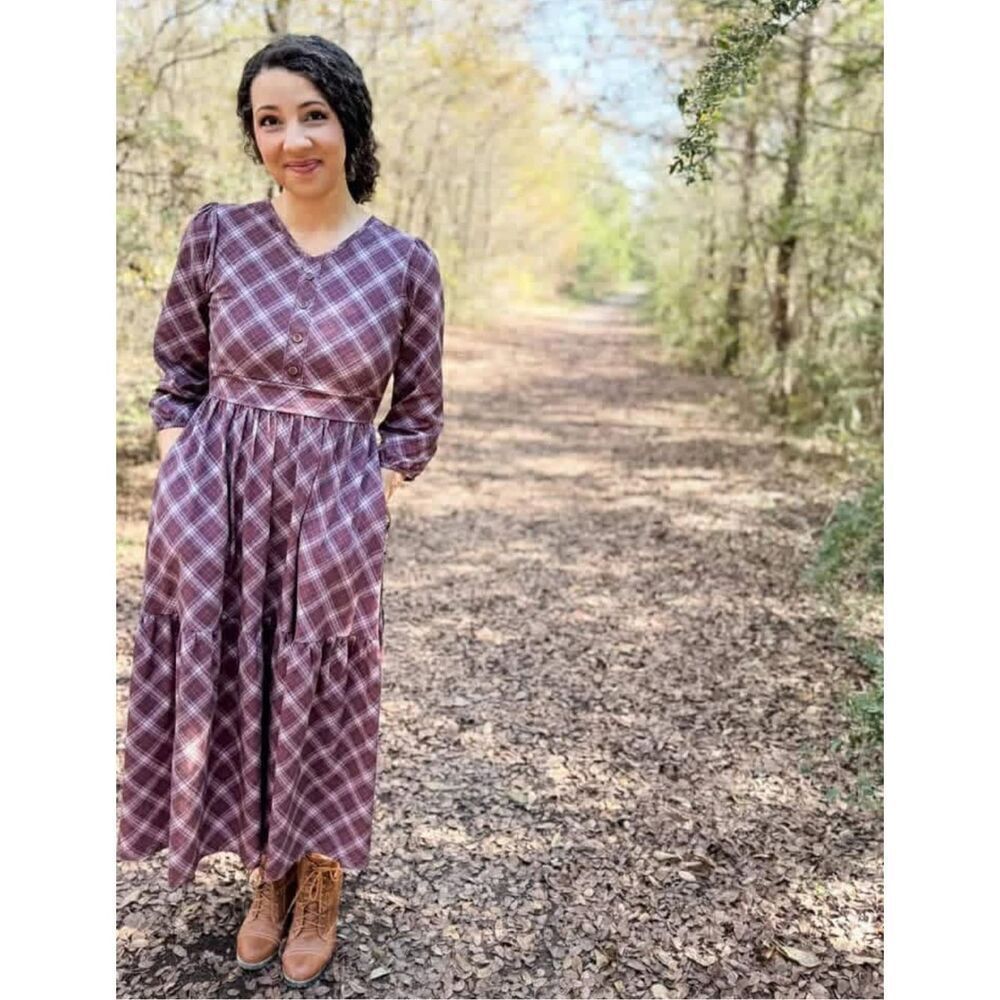 Super Cute Dresses Ringger plaid Tyrian Tyne plum dress